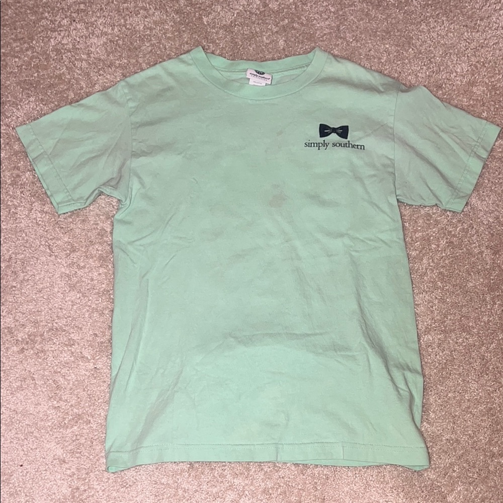 Simply Southern Light Green Tee with Bow Tie Graphic